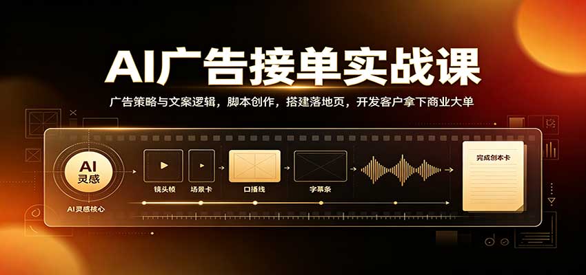 AI广告接单实战:广告策略与文案逻辑,脚本创作,搭建落地页,开发客户拿下商业大单网创吧-网创项目资源站-副业项目-创业项目-搞钱项目网创吧