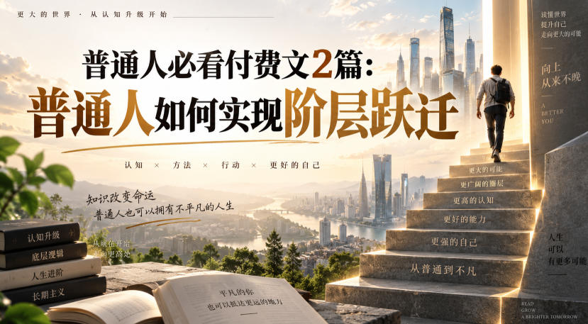 普通人必看付费文2篇:普通人如何实现阶层跃迁网创吧-网创项目资源站-副业项目-创业项目-搞钱项目网创吧