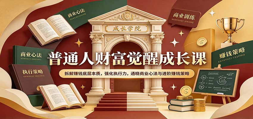 普通人财富觉醒成长课：拆解赚钱底层本质，强化执行力，通晓商业心法与进阶赚钱策略网创吧-网创项目资源站-副业项目-创业项目-搞钱项目网创吧