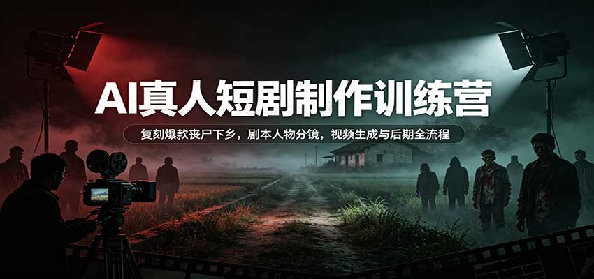AI真人短剧制作训练营：复刻爆款丧尸下乡，剧本人物分镜，视频生成与后期全流程网创吧-网创项目资源站-副业项目-创业项目-搞钱项目网创吧