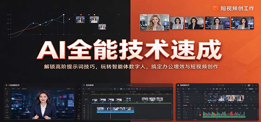 AI全能技术速成：解锁高阶提示词技巧，玩转智能体数字人，搞定办公增效与短视频创作网创吧-网创项目资源站-副业项目-创业项目-搞钱项目网创吧