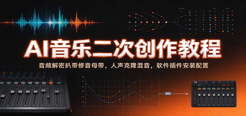 AI音乐二次创作教程：音频解密扒带修音母带，人声克隆混音，软件插件安装配置网创吧-网创项目资源站-副业项目-创业项目-搞钱项目网创吧