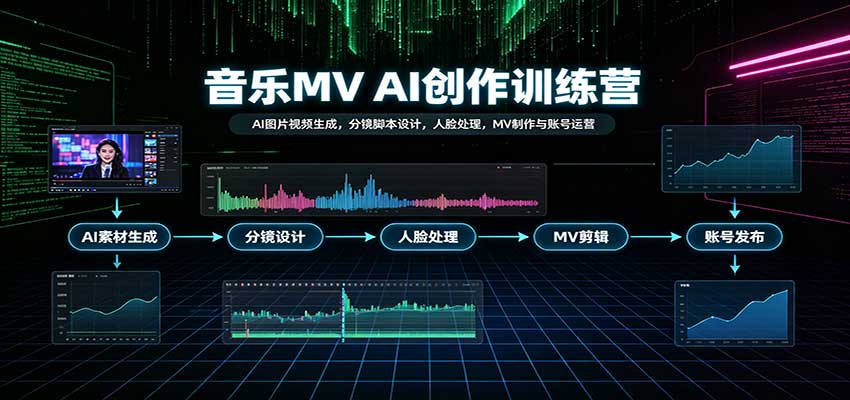 音乐MV AI创作训练营:AI图片视频生成,分镜脚本设计,人脸处理,MV制作与账号运营网创吧-网创项目资源站-副业项目-创业项目-搞钱项目网创吧
