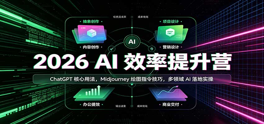 2026 AI效率提升营:ChatGPT核心用法,Midjourney绘图指令技巧,多领域AI落地实操网创吧-网创项目资源站-副业项目-创业项目-搞钱项目网创吧