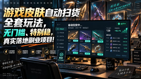 游戏皮肤自动扫货全套玩法，无门槛、特别稳，真实落地副业项目！【揭秘】网创吧-网创项目资源站-副业项目-创业项目-搞钱项目网创吧