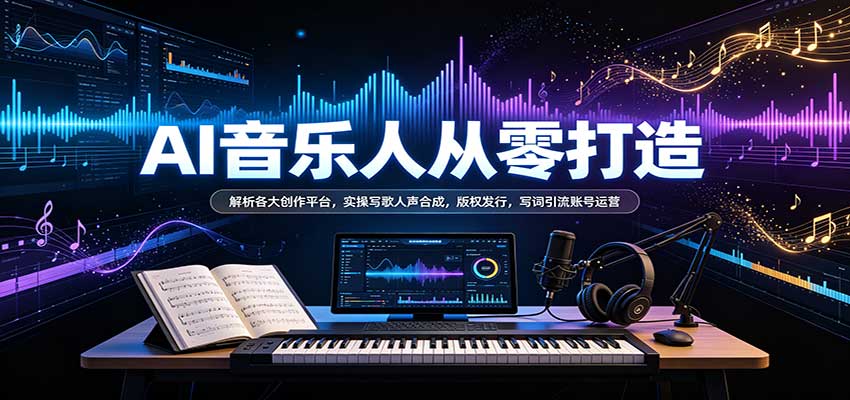 AI音乐人从零打造：解析各大创作平台，实操写歌人声合成，版权发行，写词引流账号运营网创吧-网创项目资源站-副业项目-创业项目-搞钱项目网创吧