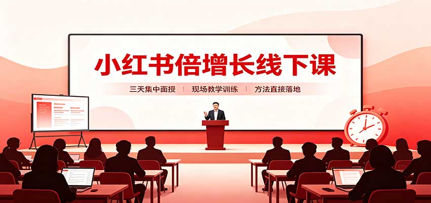 小红书倍增长线下课：三天集中面授，拆解选品、素材制作与起号全链路网创吧-网创项目资源站-副业项目-创业项目-搞钱项目网创吧