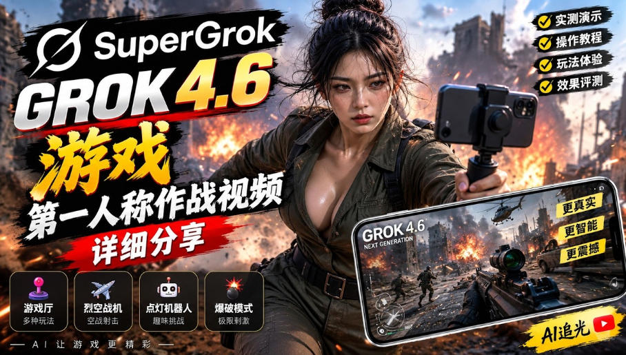 Grok 4.6也能做游戏?第一人称作战视频实测|玩法详细讲解网创吧-网创项目资源站-副业项目-创业项目-搞钱项目网创吧