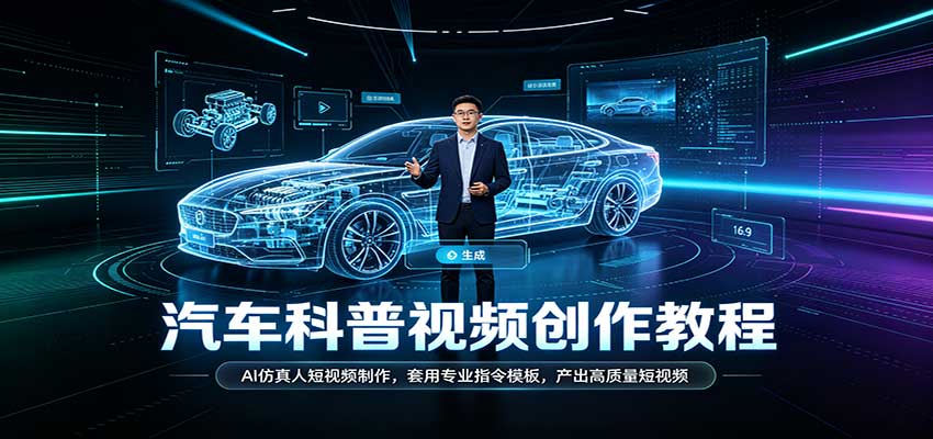 汽车科普视频创作教程：AI仿真人短视频制作，套用专业指令模板，产出高质量短视频网创吧-网创项目资源站-副业项目-创业项目-搞钱项目网创吧