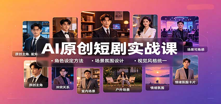 AI原创短剧实战课:从零搭建短剧创作全流程,批量产出可上线剧本网创吧-网创项目资源站-副业项目-创业项目-搞钱项目网创吧