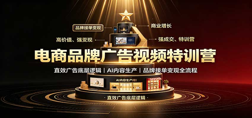 电商品牌广告视频特训：直效广告底层逻辑，AI内容生产，品牌接单变现全流程网创吧-网创项目资源站-副业项目-创业项目-搞钱项目网创吧