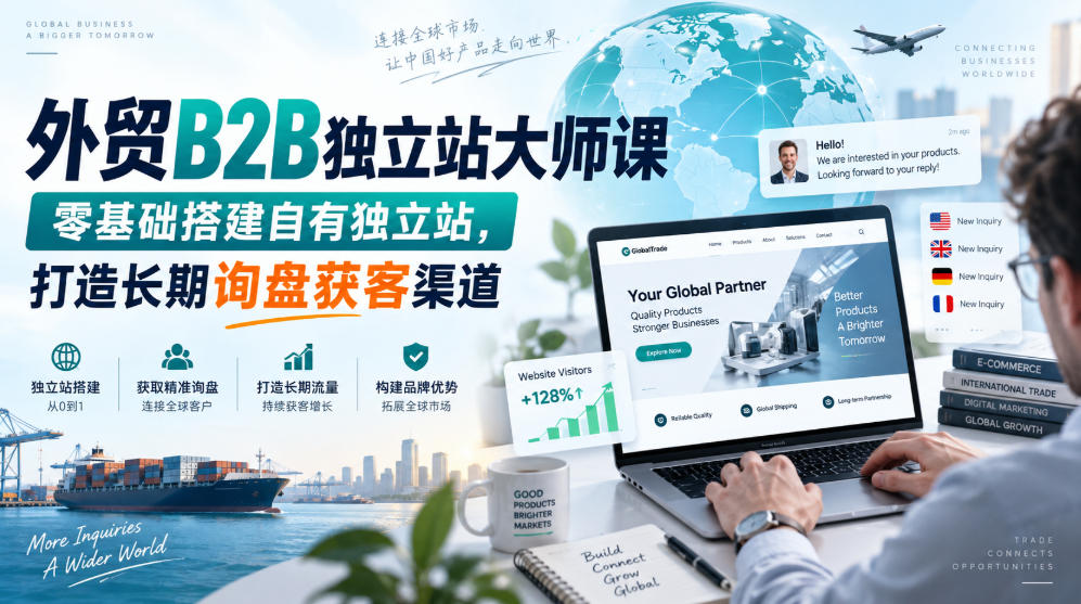 外贸B2B独立站大师课，零基础搭建自有独立站，打造长期询盘获客渠道网创吧-网创项目资源站-副业项目-创业项目-搞钱项目网创吧