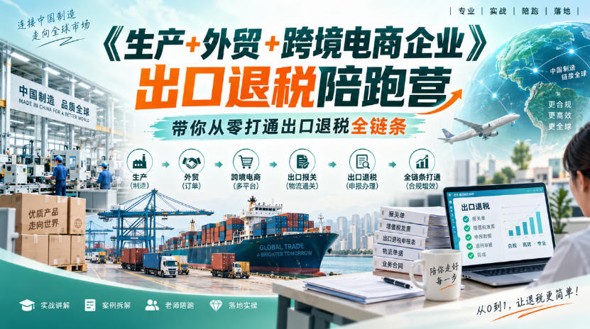 《生产+外贸+跨境电商企业》出口退税陪跑营,带你从零打通出口退税全链条网创吧-网创项目资源站-副业项目-创业项目-搞钱项目网创吧