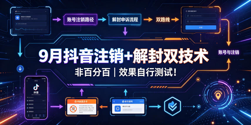 9月抖音注销+解封双技术,非百分百,效果自行测试!网创吧-网创项目资源站-副业项目-创业项目-搞钱项目网创吧