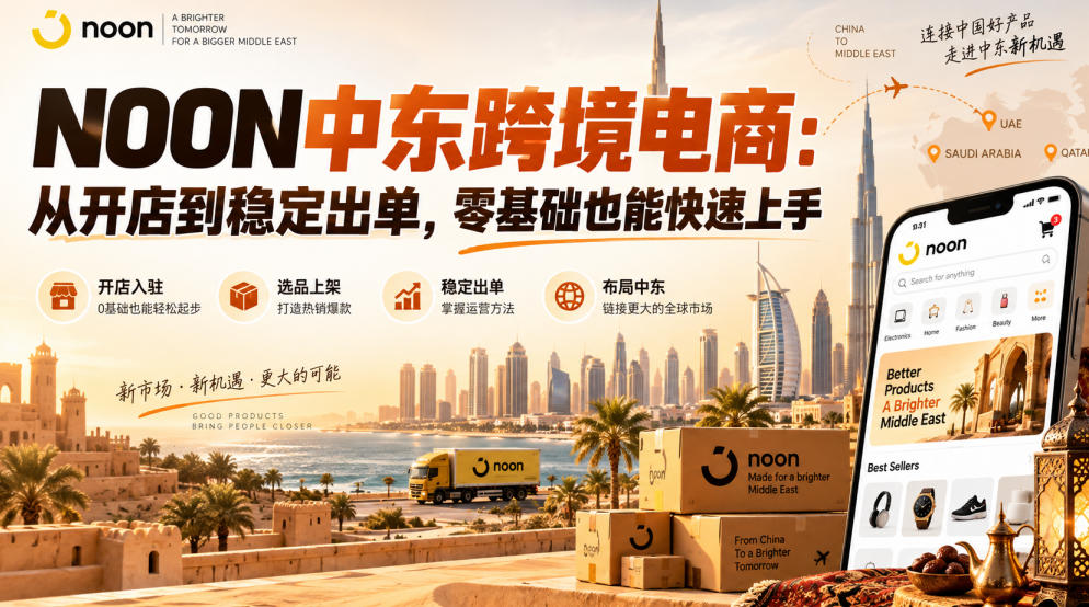 NOON中东跨境电商：从开店到稳定出单，零基础也能快速上手（更新2026）网创吧-网创项目资源站-副业项目-创业项目-搞钱项目网创吧