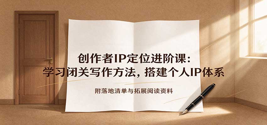 创作者IP定位进阶课:学习闭关写作方法,搭建个人IP体系,附落地清单与拓展阅读资料网创吧-网创项目资源站-副业项目-创业项目-搞钱项目网创吧
