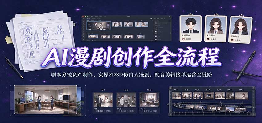 AI漫剧创作全流程:剧本分镜资产制作,实操2D3D仿真人漫剧,配音剪辑接单运营全链路网创吧-网创项目资源站-副业项目-创业项目-搞钱项目网创吧
