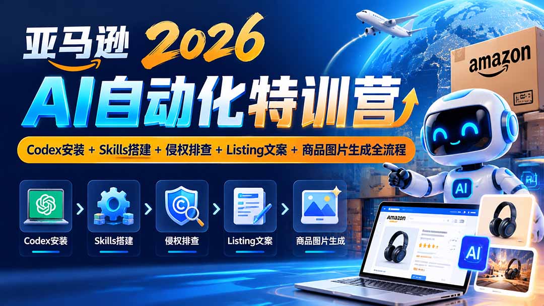 （20746期）亚马逊2026AI自动化-10月特训营：Codex安装+Skills搭建+侵权排查+Listing文案+商品图片生成全流程网创吧-网创项目资源站-副业项目-创业项目-搞钱项目网创吧