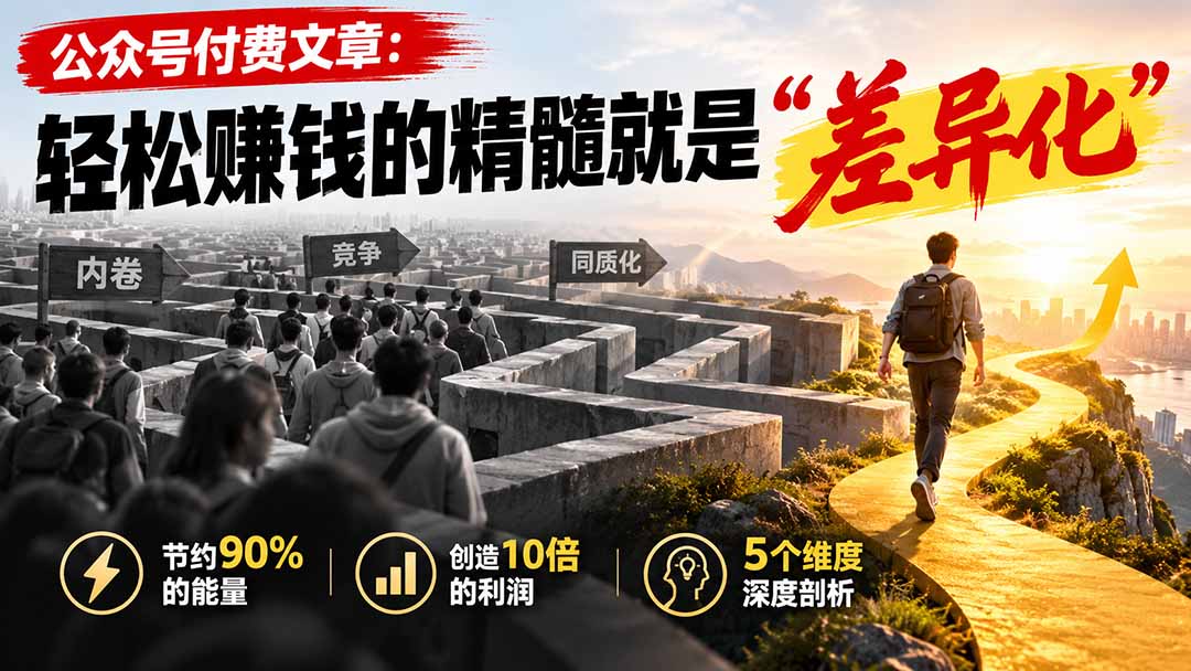 (20779期)公众号付费文章:轻松赚钱的精髓就是“差异化”网创吧-网创项目资源站-副业项目-创业项目-搞钱项目网创吧