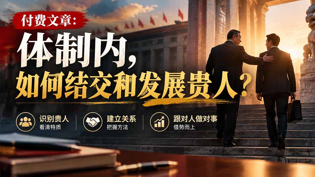 (20750期)【无水印】付费文章:体制内,如何结交和发展贵人?网创吧-网创项目资源站-副业项目-创业项目-搞钱项目网创吧