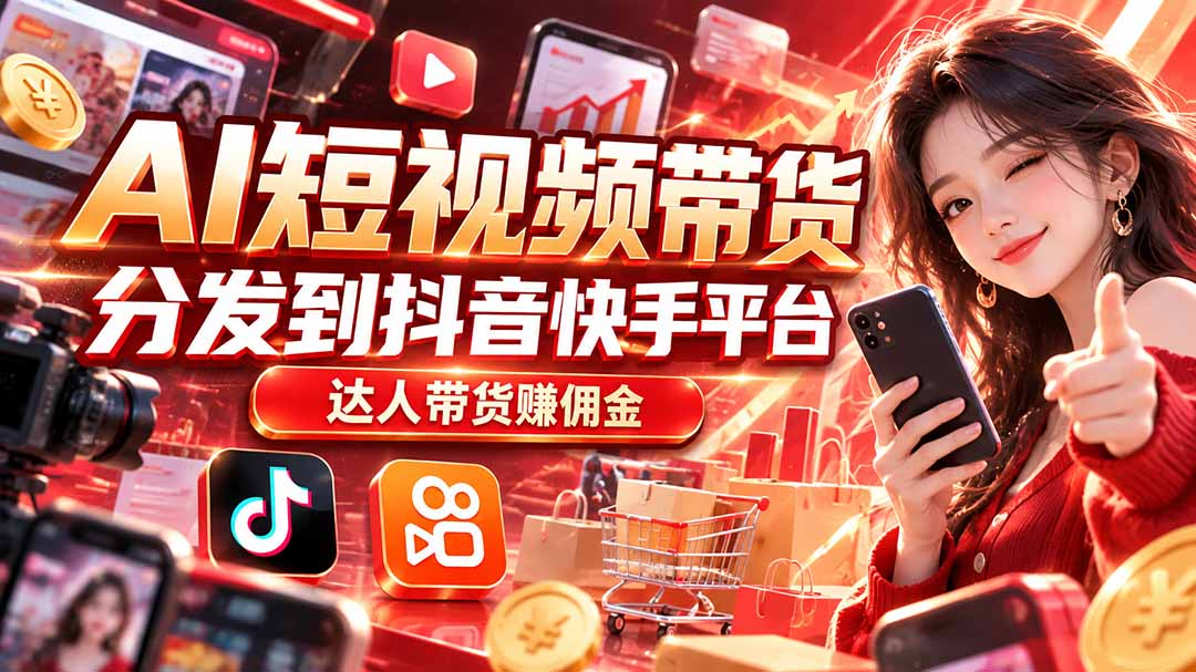(20754期)【AI短视频带货】分发到抖音快手平台,达人带货赚佣金网创吧-网创项目资源站-副业项目-创业项目-搞钱项目网创吧