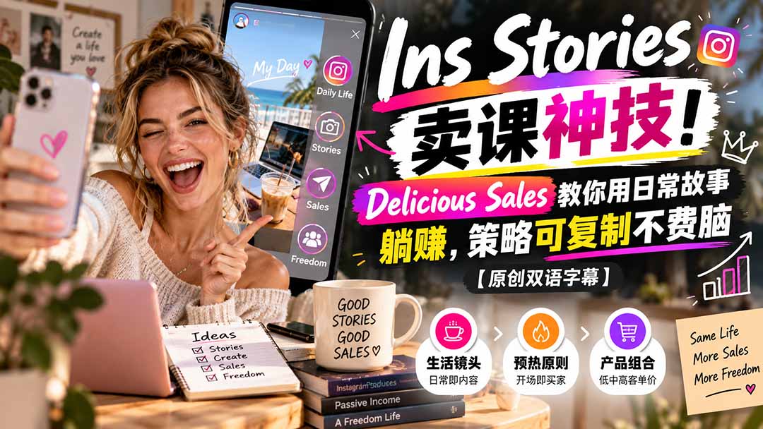(20767期)Ins Stories 卖课神技!Delicious Sales 教你用日常故事躺赚,策略可复制不费脑【原创双语字幕】网创吧-网创项目资源站-副业项目-创业项目-搞钱项目网创吧