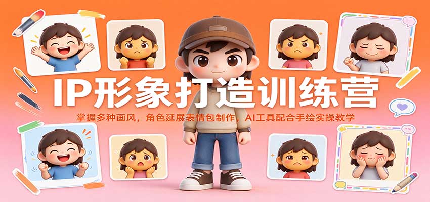 IP形象打造训练营：掌握多种画风，角色延展表情包制作，AI工具配合手绘实操教学网创吧-网创项目资源站-副业项目-创业项目-搞钱项目网创吧