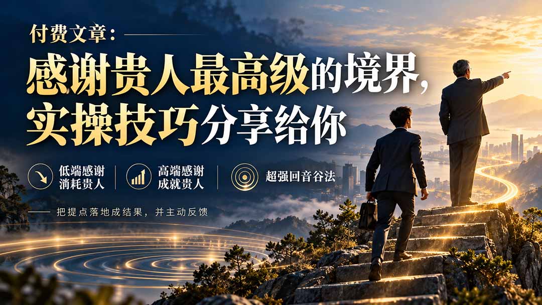 (20871期)付费文章:感谢贵人最高级的境界,实操技巧分享给你网创吧-网创项目资源站-副业项目-创业项目-搞钱项目网创吧