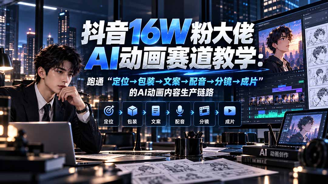 (20791期)抖音16W粉大佬规则门禁AI动画赛道教学:跑通“定位→包装→文案→配音→分镜→成片”的AI动画内容生产链路网创吧-网创项目资源站-副业项目-创业项目-搞钱项目网创吧