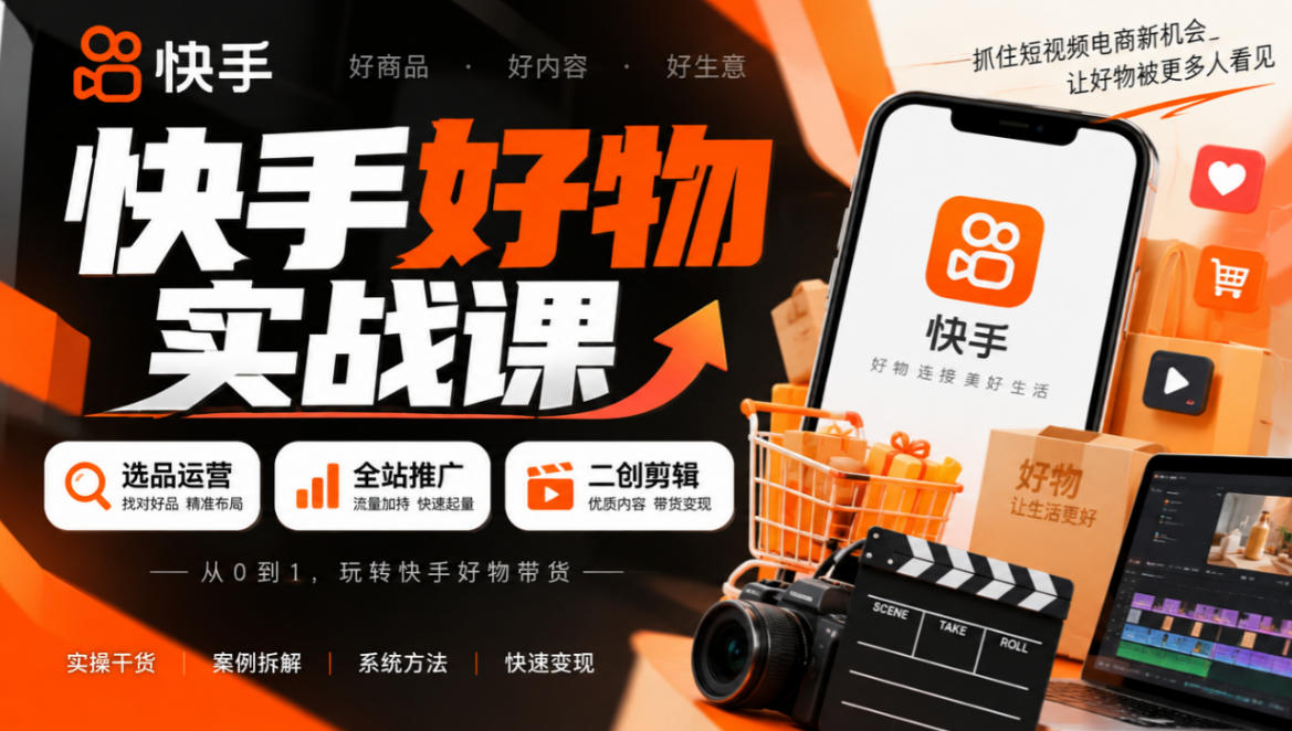 快手好物实战课｜选品运营+全站推广+二创剪辑带货变现网创吧-网创项目资源站-副业项目-创业项目-搞钱项目网创吧