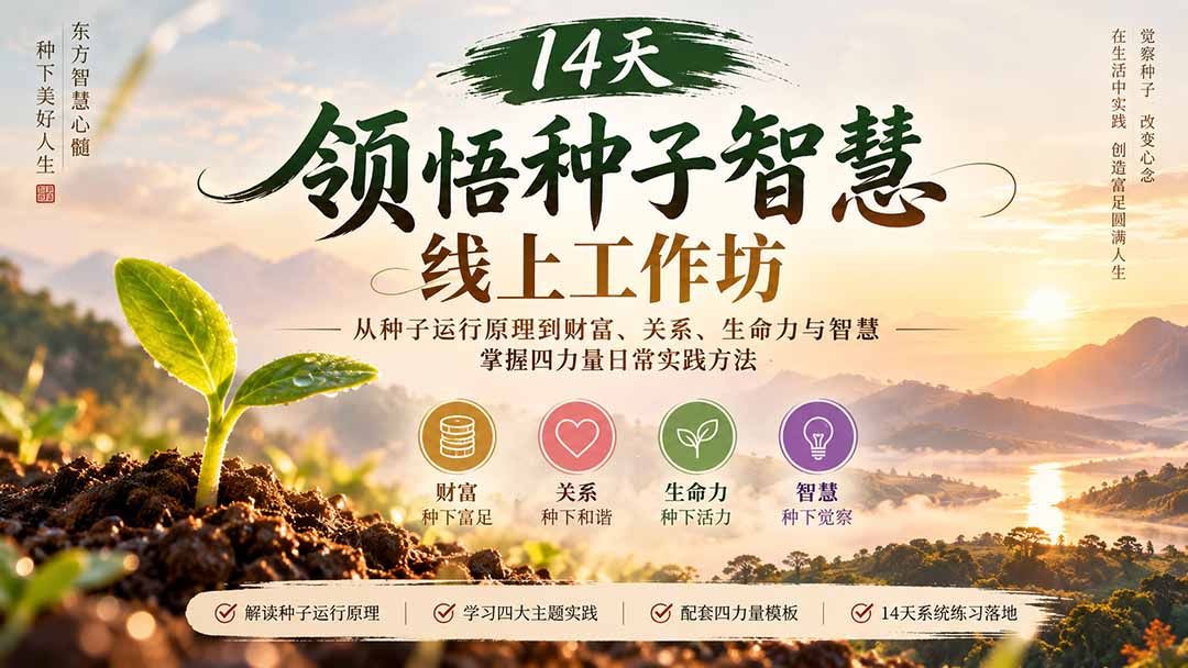 (20756期)14天领悟种子智慧线上工作坊|从种子运行原理到财富、关系、生命力与智慧,掌握四力量日常实践方法网创吧-网创项目资源站-副业项目-创业项目-搞钱项目网创吧