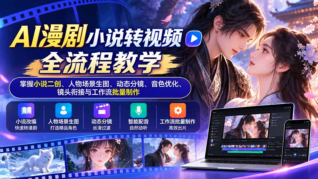 (20880期)AI漫剧小说转视频全流程教学:掌握小说二创、人物场景生图、动态分镜、音色优化、镜头衔接与工作流批量制作网创吧-网创项目资源站-副业项目-创业项目-搞钱项目网创吧
