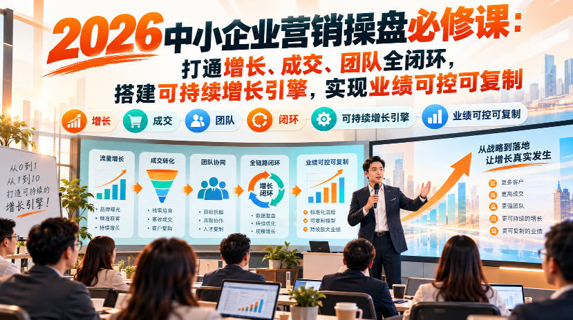 2026中小企业营销操盘必修课：打通增长、成交、团队全闭环，搭建可持续增长引擎，实现业绩可控可复制网创吧-网创项目资源站-副业项目-创业项目-搞钱项目网创吧