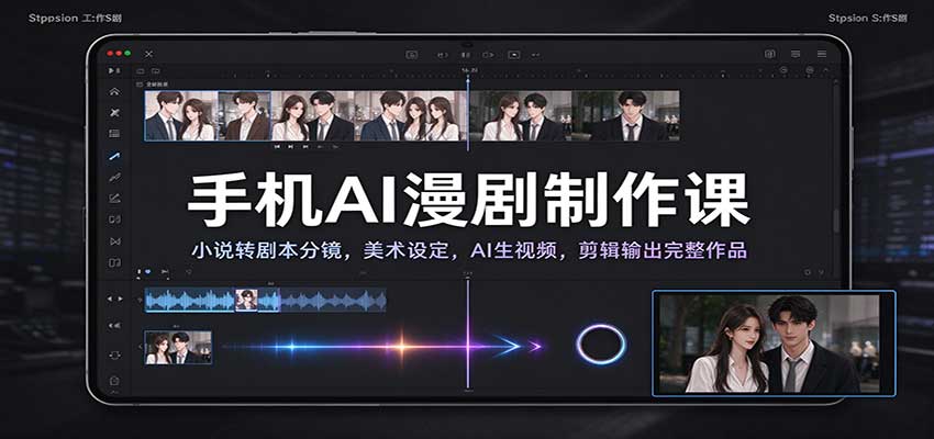 手机AI漫剧制作课:小说转剧本分镜,美术设定,AI生视频,剪辑输出完整作品网创吧-网创项目资源站-副业项目-创业项目-搞钱项目网创吧