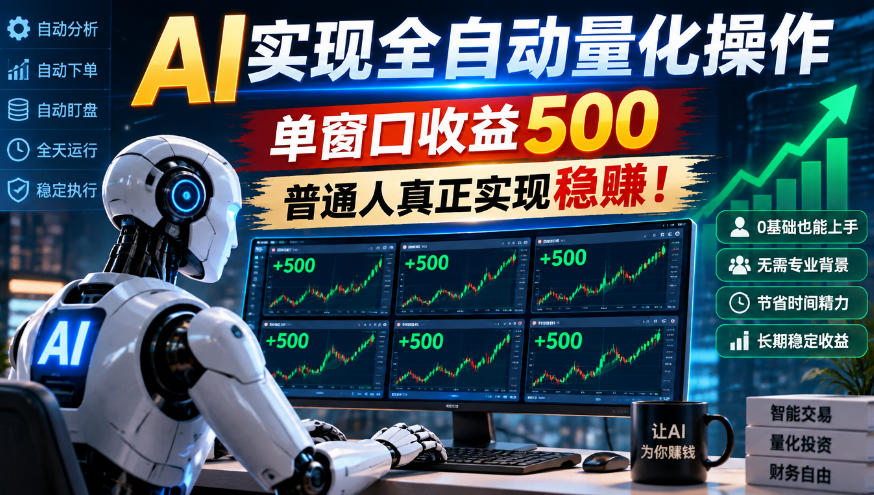 AI实现全自动量化操作,单窗口收益500,普通人真正实现稳賺!【揭秘】网创吧-网创项目资源站-副业项目-创业项目-搞钱项目网创吧