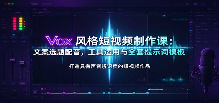 Vox风格短视频制作课：文案选题配音，工具运用与全套提示词模板网创吧-网创项目资源站-副业项目-创业项目-搞钱项目网创吧
