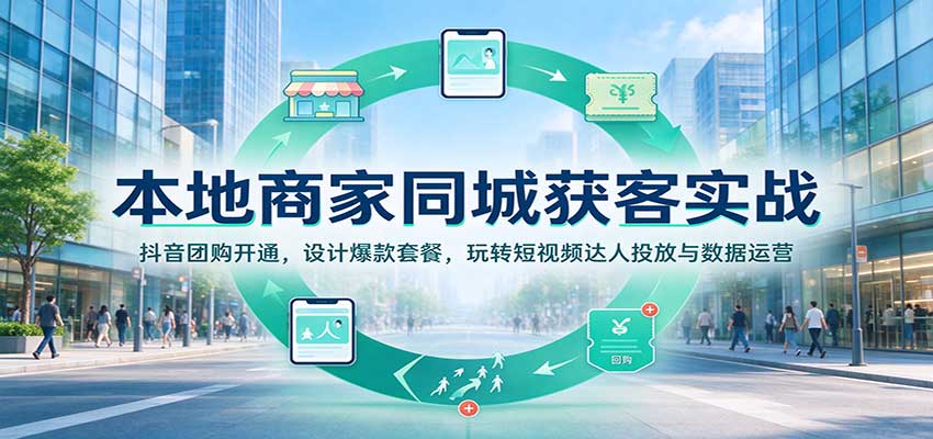 本地商家同城获客实战:抖音团购开通,设计爆款套餐,玩转短视频达人投放与数据运营网创吧-网创项目资源站-副业项目-创业项目-搞钱项目网创吧