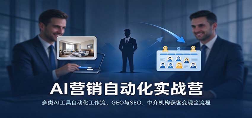 AI营销自动化实战营:多类AI工具自动化工作流,GEO与SEO,中介机构获客变现全流程网创吧-网创项目资源站-副业项目-创业项目-搞钱项目网创吧
