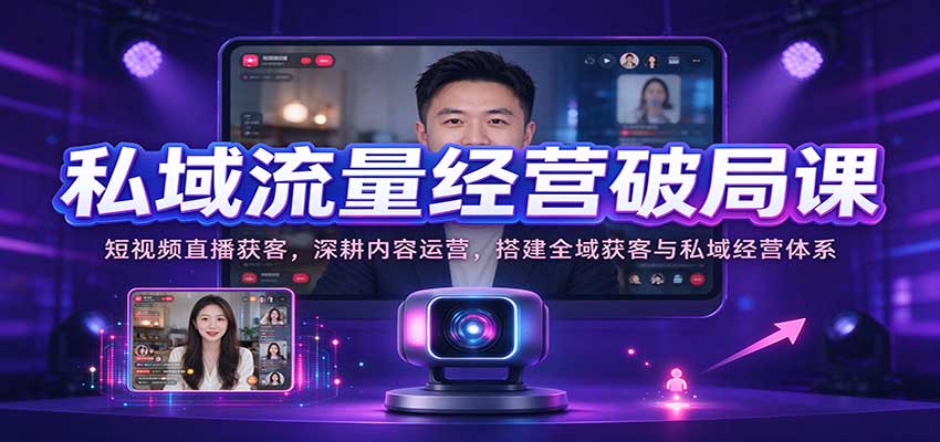 私域流量经营破局课:短视频直播获客,深耕内容运营,搭建全域获客与私域经营体系网创吧-网创项目资源站-副业项目-创业项目-搞钱项目网创吧