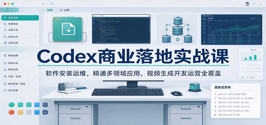 Codex商业落地实战课:软件安装运维,精通多领域应用,视频生成开发运营全覆盖网创吧-网创项目资源站-副业项目-创业项目-搞钱项目网创吧