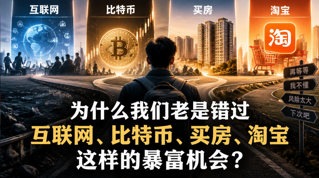 某社群付费文章:为什么我们老是错过互联网、比特币、买房、淘宝这样的暴富机会?网创吧-网创项目资源站-副业项目-创业项目-搞钱项目网创吧