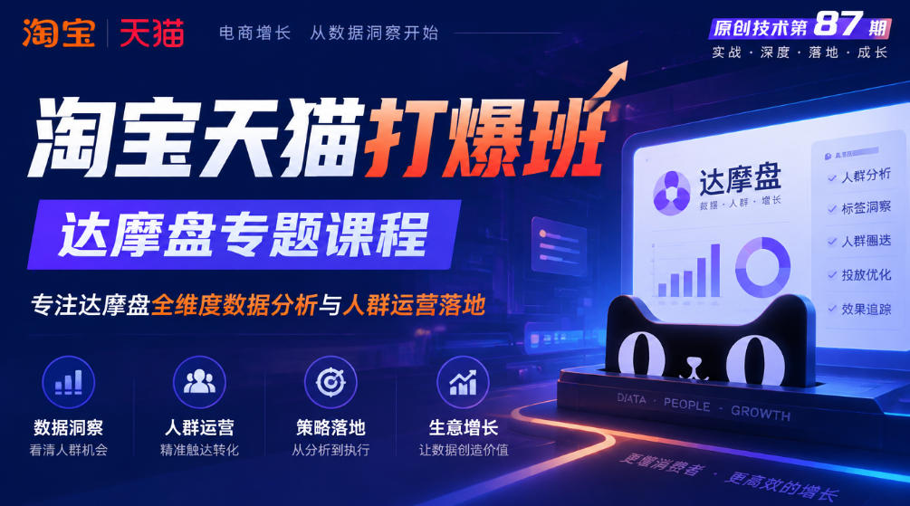《淘宝天猫打爆班》原创技术第87期,达摩盘专题课程,专注达摩盘全维度数据分析与人群运营落地网创吧-网创项目资源站-副业项目-创业项目-搞钱项目网创吧