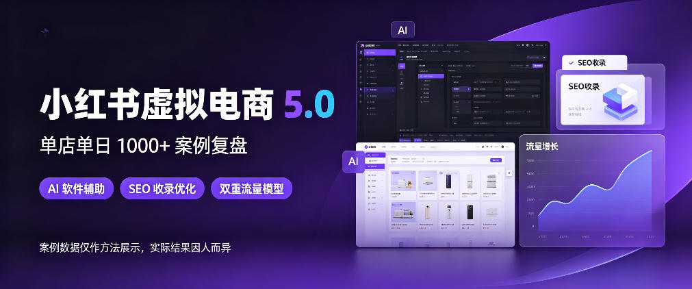 小红书虚拟电商5.0,单店单日1000+,AI软件+SEO收录,双重流量稳定出单【揭秘】网创吧-网创项目资源站-副业项目-创业项目-搞钱项目网创吧