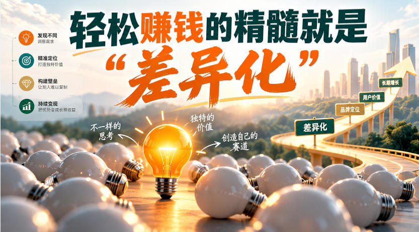 某公众号付费文章:轻松賺钱的精髓就是“差异化”网创吧-网创项目资源站-副业项目-创业项目-搞钱项目网创吧