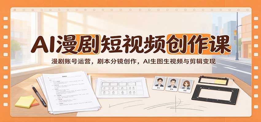 AI漫剧短视频创作课:漫剧账号运营,剧本分镜创作,AI生图生视频与剪辑变现网创吧-网创项目资源站-副业项目-创业项目-搞钱项目网创吧