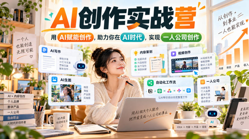 AI创作实战营，用AI赋能创作，助力你在AI时代，实现一人公司创作网创吧-网创项目资源站-副业项目-创业项目-搞钱项目网创吧