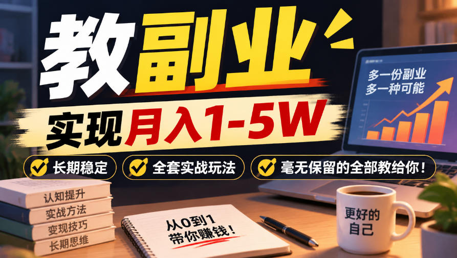 “教副业”实现月入1-5W,长期稳定,全套实战玩法毫无保留的全部教给你!【揭秘】网创吧-网创项目资源站-副业项目-创业项目-搞钱项目网创吧