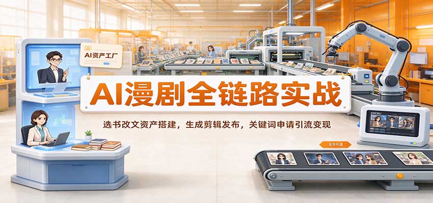 AI漫剧全链路实战:选书改文资产搭建,生成剪辑发布,关键词申请引流变现网创吧-网创项目资源站-副业项目-创业项目-搞钱项目网创吧