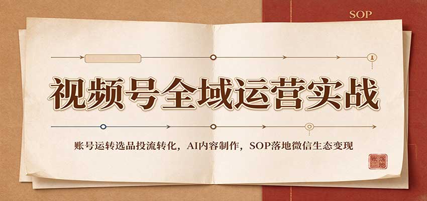 视频号全域运营实战:账号运转选品投流转化,AI内容制作,SOP落地微信生态变现网创吧-网创项目资源站-副业项目-创业项目-搞钱项目网创吧