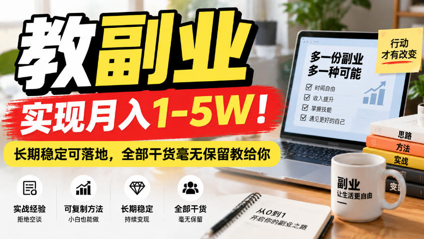 “教副业”实现月入1-5W!长期稳定可落地,全部干货毫无保留教给你【揭秘】网创吧-网创项目资源站-副业项目-创业项目-搞钱项目网创吧